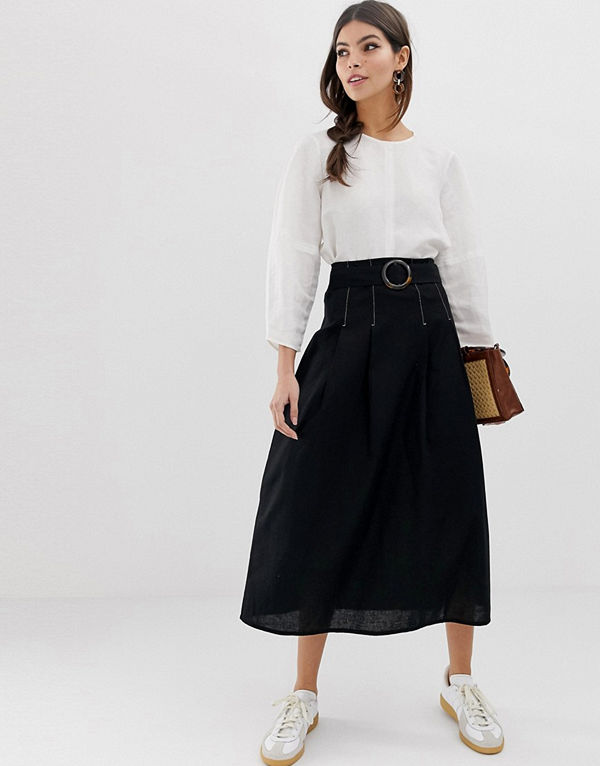 ASOS DESIGN Midikjol med hög midja