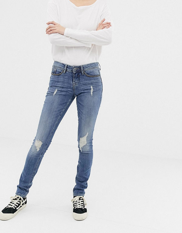 Blend She Nova Jappa Slitna skinny jeans Mellanblå vintage