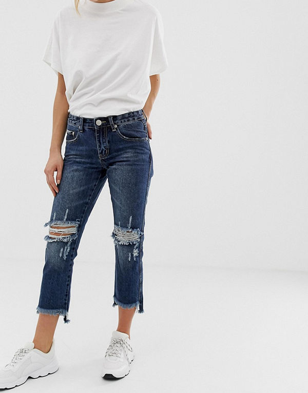 Glamorous Jeans med revor på knäna Mörk