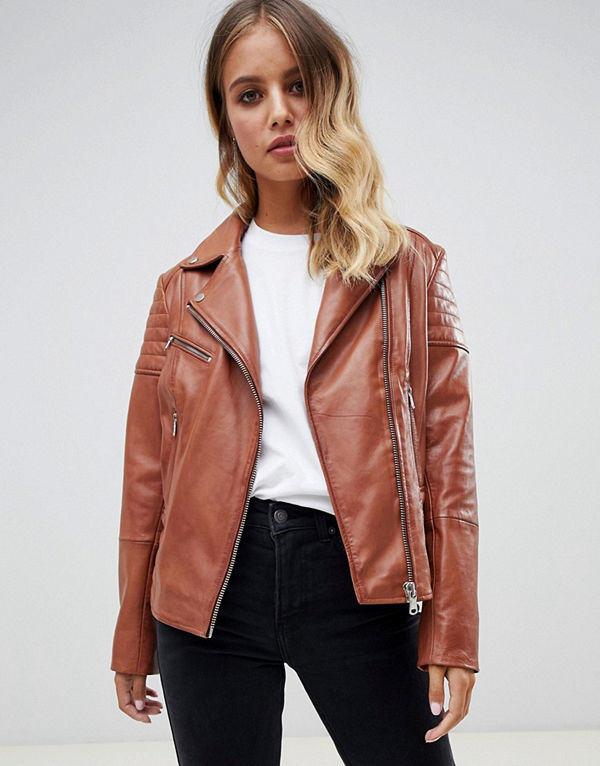 Barneys Originals Bikerjacka i läder