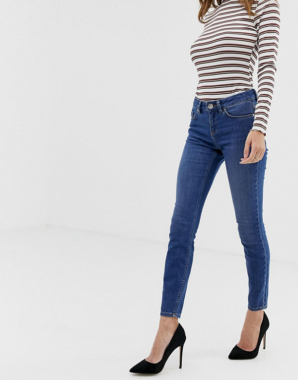 ASOS DESIGN Lisbon Blå skinny jeans med medelhög midja Klarblå tvätt