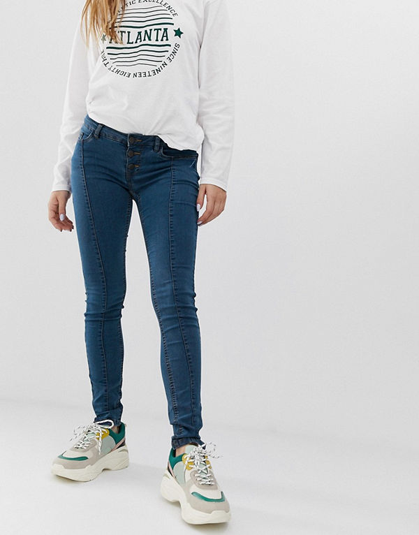 Noisy May Skinny jeans med fram söm Blå tvätt