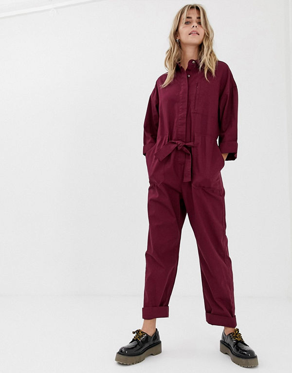Pull&Bear Vinröd overall Vinröd