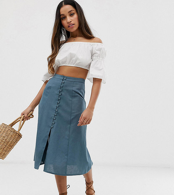 ASOS Petite Midikjol med knappar framtill