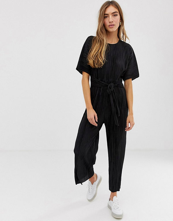 ASOS DESIGN Jumpsuit med plisserad knytning framtill