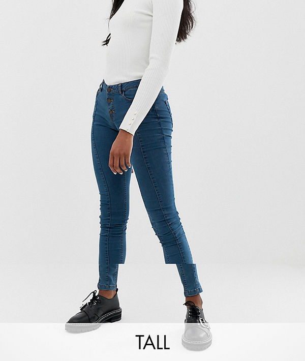 Noisy May Tall Skinny jeans med söm framtill Mellanblå