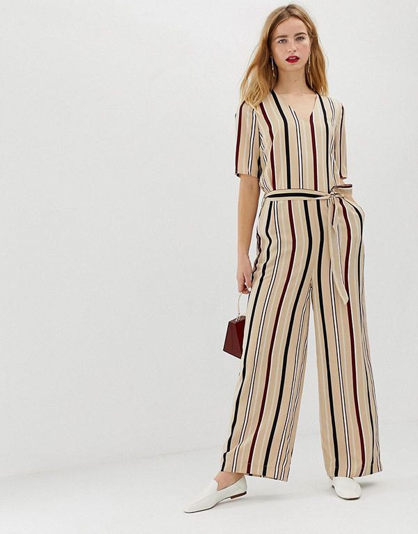 Selected Femme Randig jumpsuit med vida ben