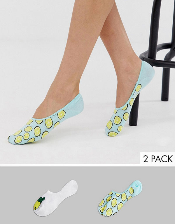 Sock Shop Wild Feet Lemons Invisible footsie 2-pack gula strumpor