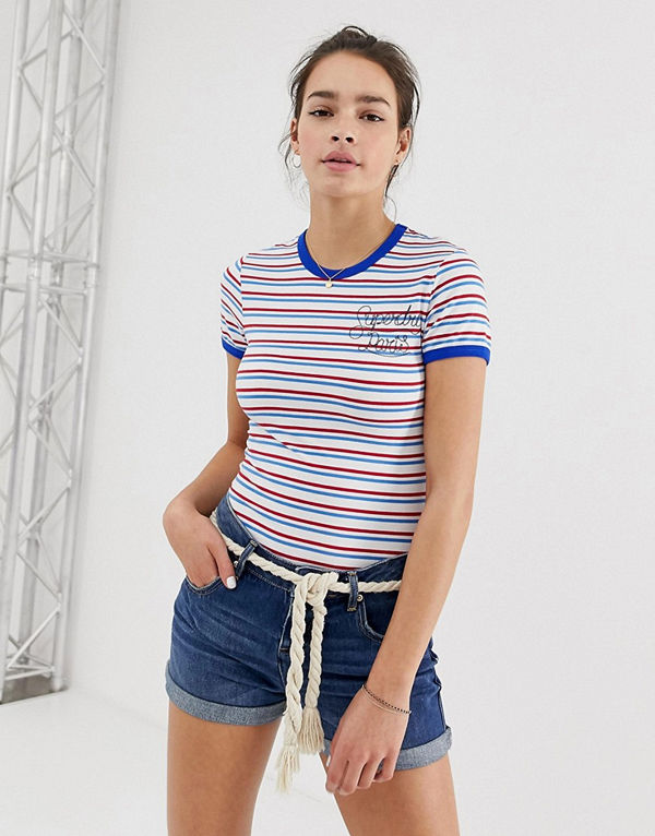 Superdry Uppvikta jeansshorts Mörkblå