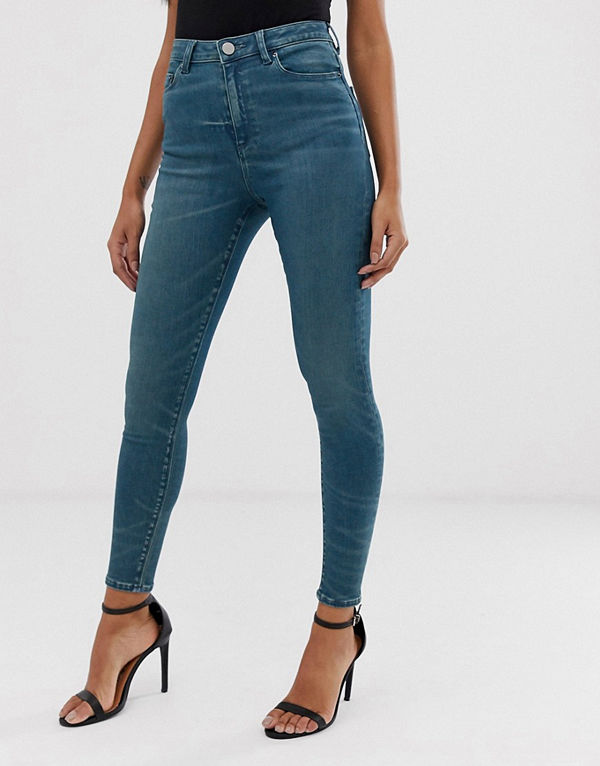 ASOS DESIGN Ridley Londonblå skinny jeans med hög midja