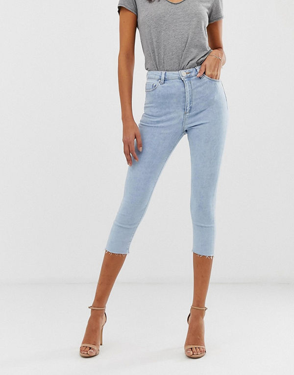 ASOS DESIGN Ridley Ljusblå ankellånga skinny jeans med hög midja Ljusblå