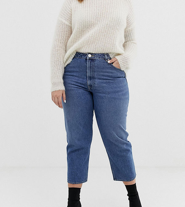 ASOS Curve Recycled Florence Authentic Vintageblå straight jeans Mellanblå vintage
