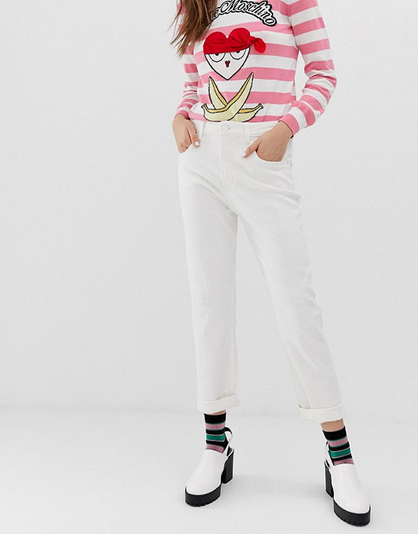 Love Moschino Vita somriga skinny jeans A00 vit