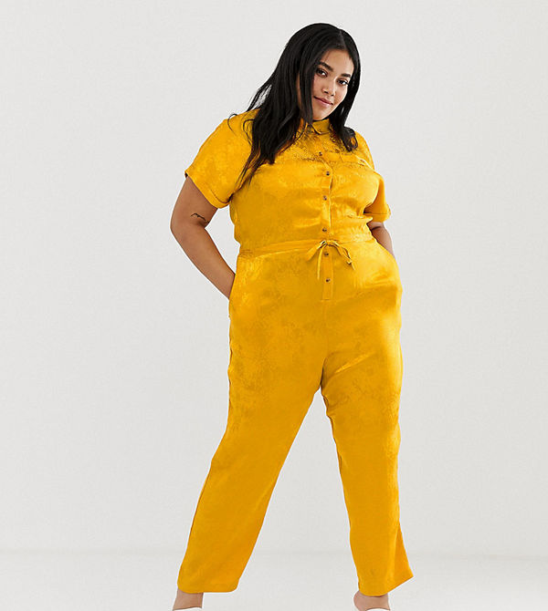 ASOS Curve Overall i ormskinnsmönstrad jacquard med knytmidja