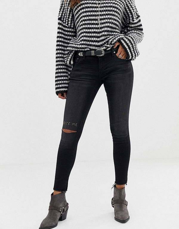 One Teaspoon Freebird Slitna skinny jeans med hög midja Phantom