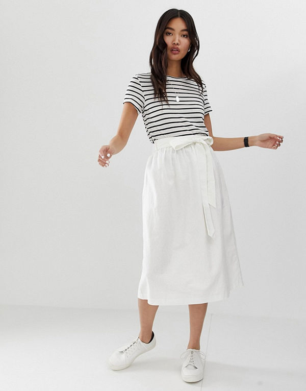 ASOS DESIGN Vid midikjol i linne