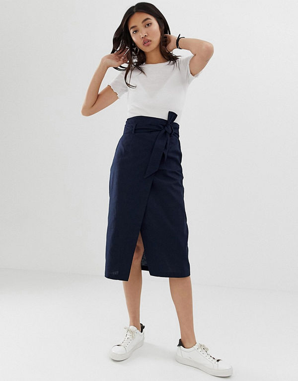 ASOS DESIGN Omlottkjol i linne