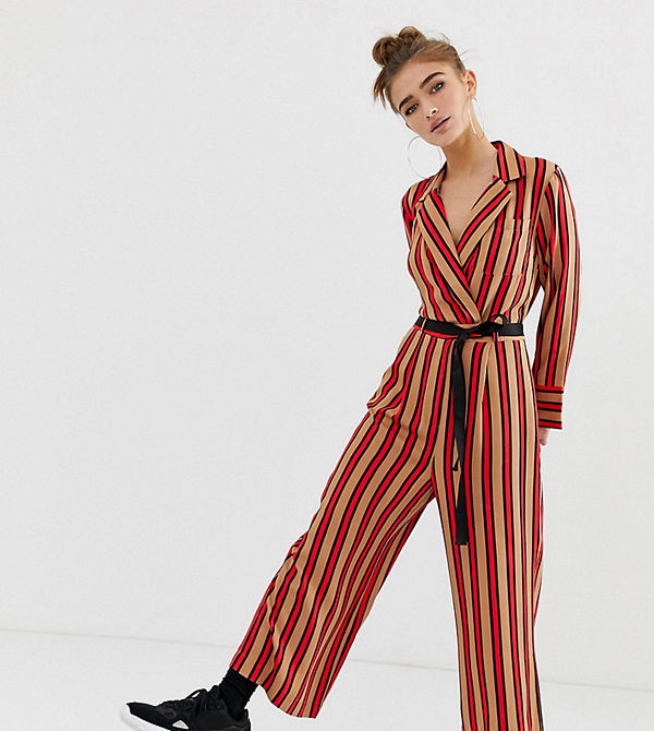 Collusion Petite Randig jumpsuit med omlott