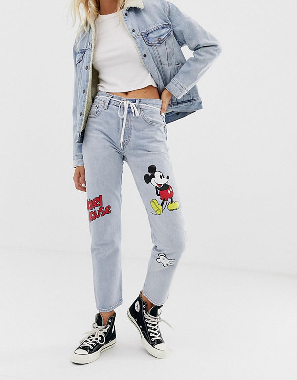 Levi's X Mickey Mouse 501 Ankellånga jeans Cat and mouse