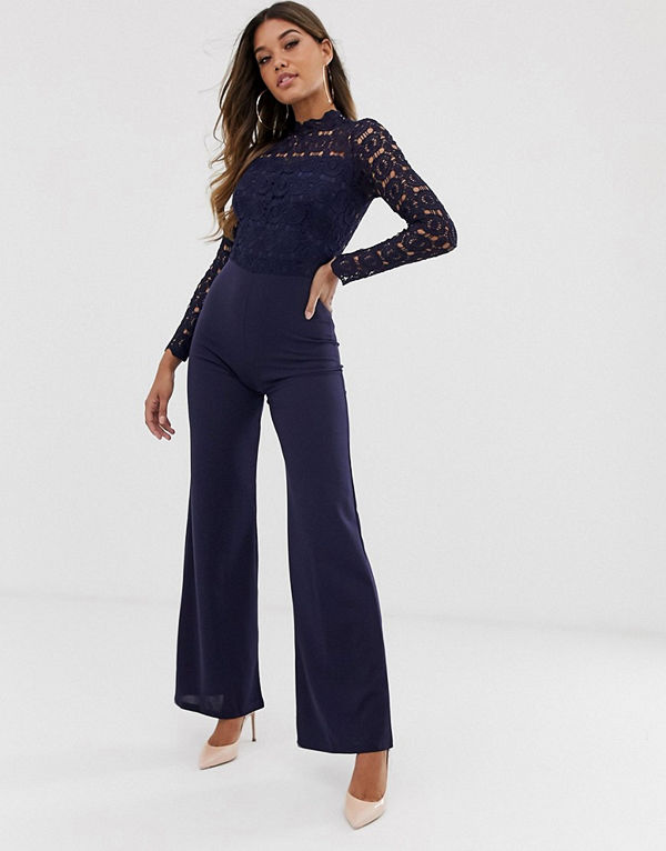 Club L London Club L Jumpsuit med hög ringning med virkad detalj