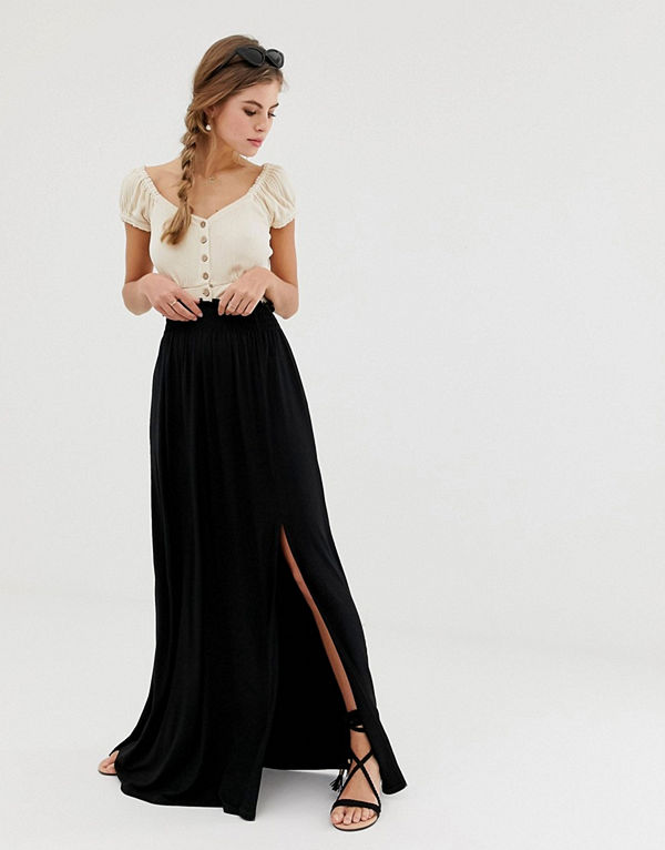 ASOS DESIGN Maxikjol med smockad midja