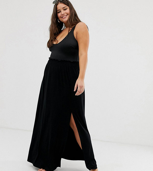 ASOS Curve Maxikjol med smockad midja
