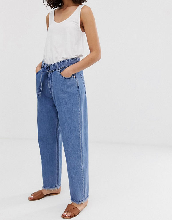 Kings Of Indigo Alice Lediga jeans i ekologisk bomull med hög midja och skärp Light marble