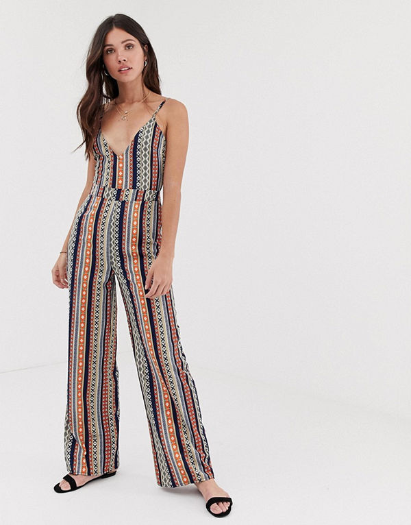 Parisian Randig jumpsuit med tunna axelband