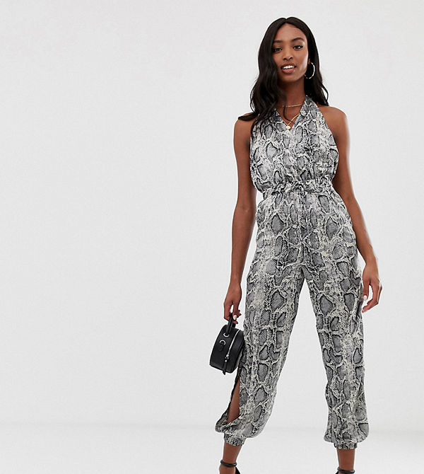 Parisian Tall Ormskinnsmönstrad jumpsuit Grå orm