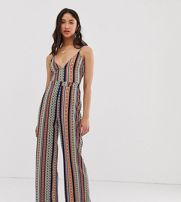 Parisian Tall Randig jumpsuit med smala axelband