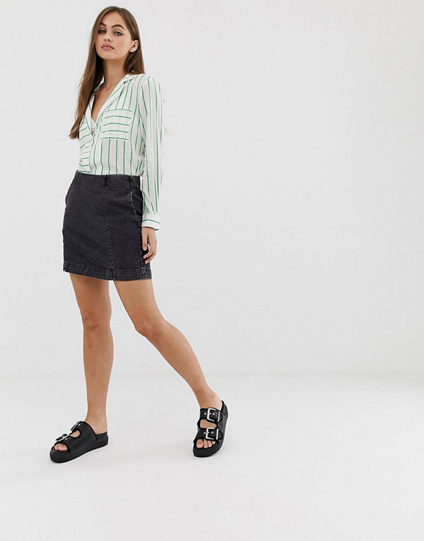 Noisy May Minikjol i denim Svart jeans-tyg