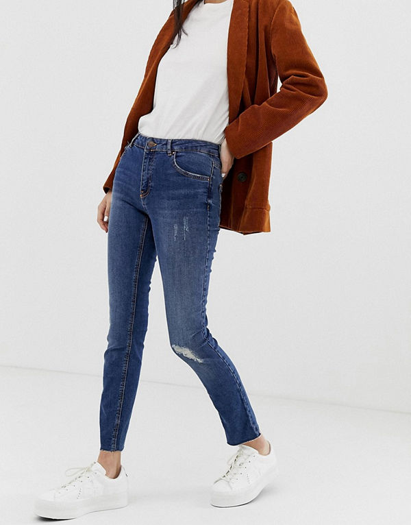 Pimkie Mellanblå skinny jeans med reva