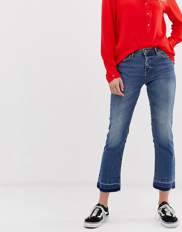 Jdy Magic Skinny jeans med råskuren fåll Mellanblå denim