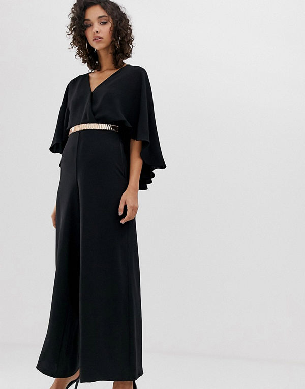 River Island Svart jumpsuit med cape