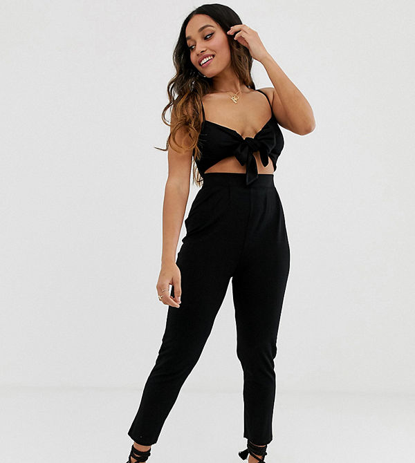 ASOS Petite Jumpsuit med smala axelband och knut fram