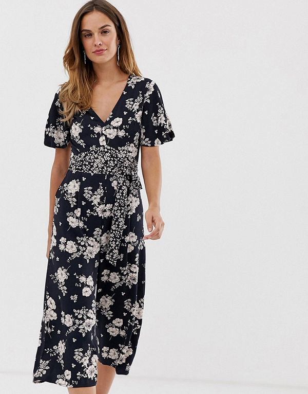 Oasis Blommig jumpsuit med omlott