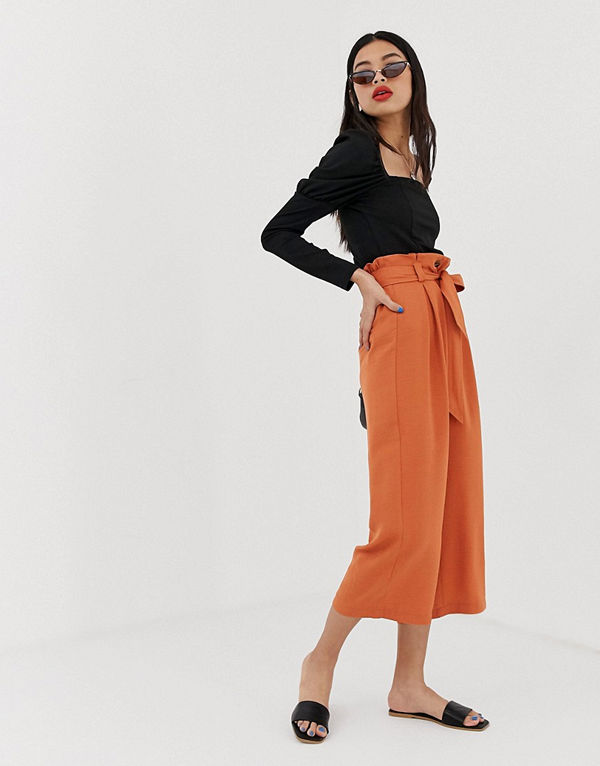 Stradivarius Orange culotte-byxor med skärp Orange