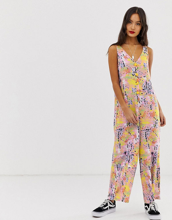 Noisy May Jumpsuit med vida ben och abstrakt mönster