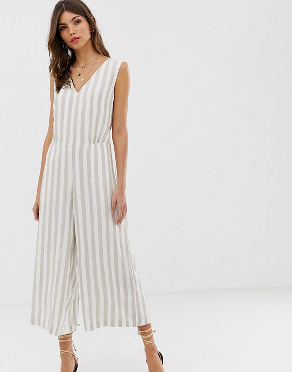 Vila Randig jumpsuit Vit