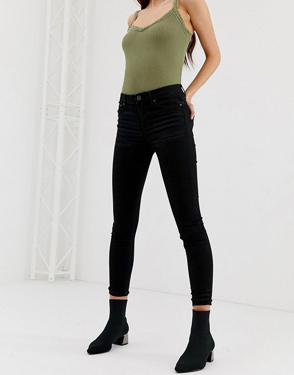 Stradivarius Svarta skinny jeans med hög midja