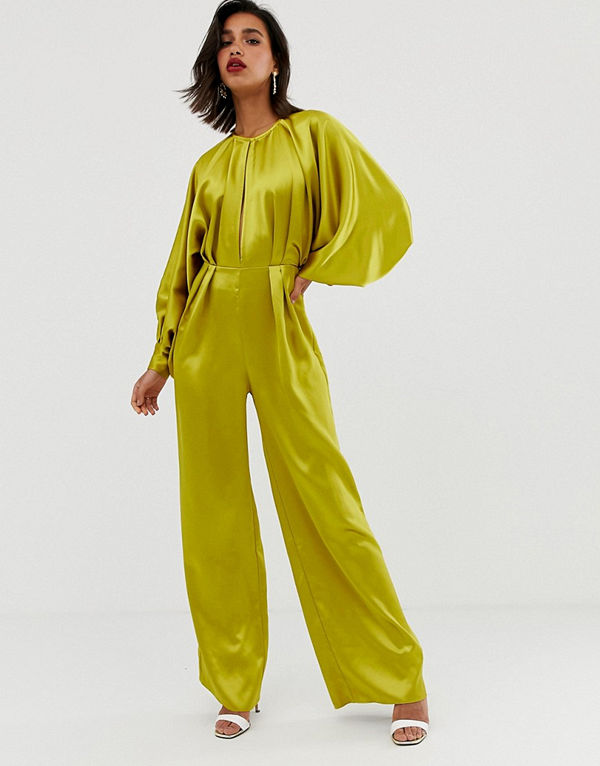 ASOS Edition Jumpsuit i satin med blusärmar