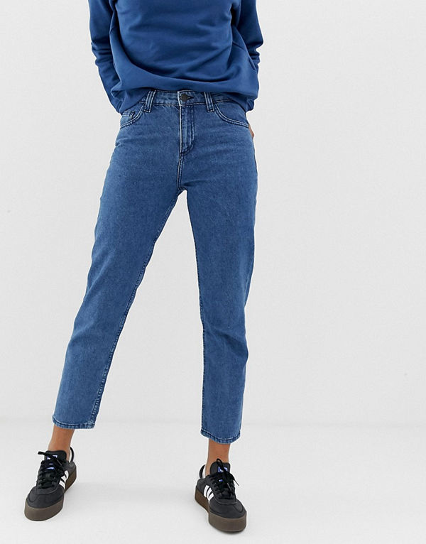 Noisy May Raka jeans i mellanblå tvätt