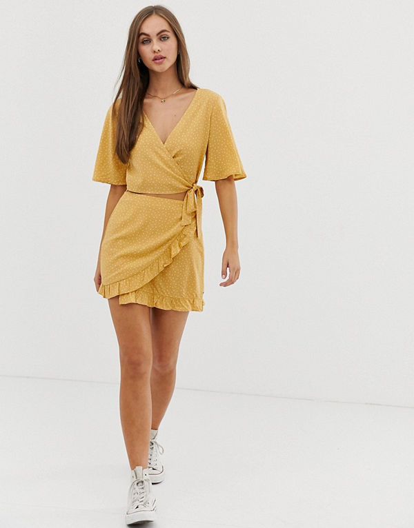 Pull&Bear Pacific Gulprickig omlottkjol