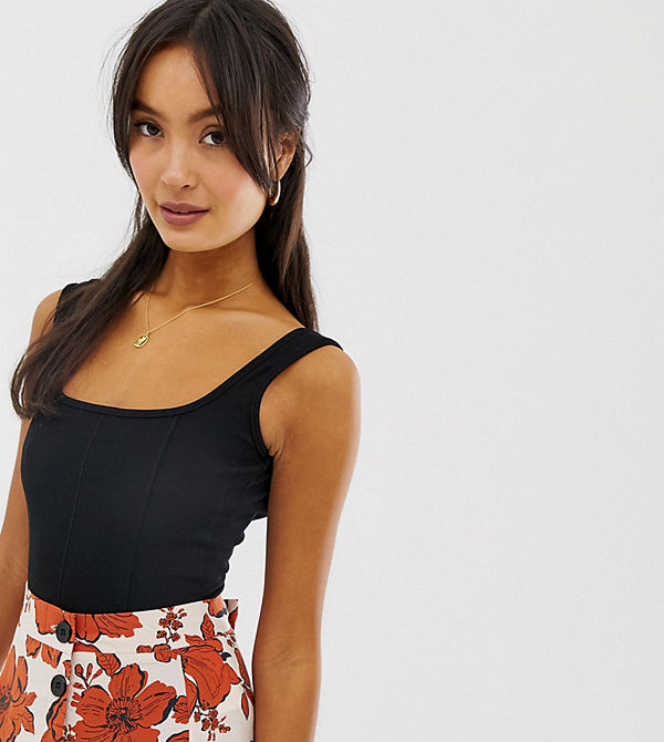 New Look Svart body med djup urringning baktill
