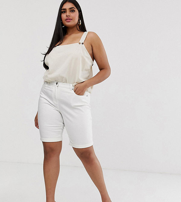 Simply Be Vita jeansshorts i longline-modell