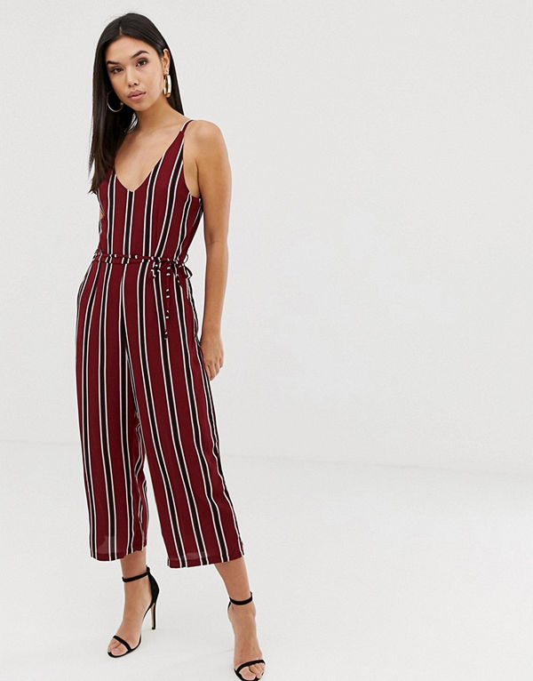 Ax Paris Randig jumpsuit i culotte-modell Vin