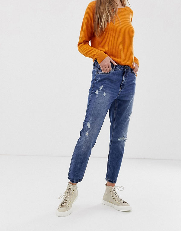 Only Tonni Boyfriendjeans med råskuren fåll