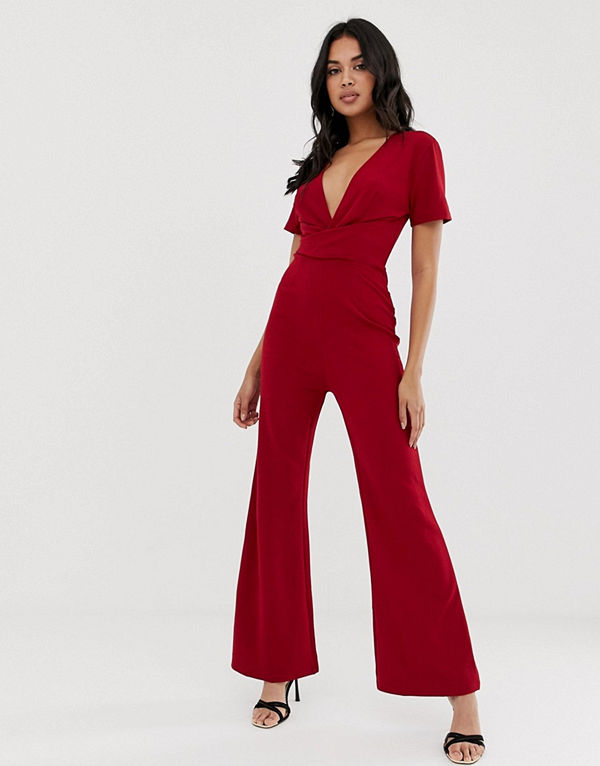 Girl In Mind Jumpsuit med omlottopp Vin