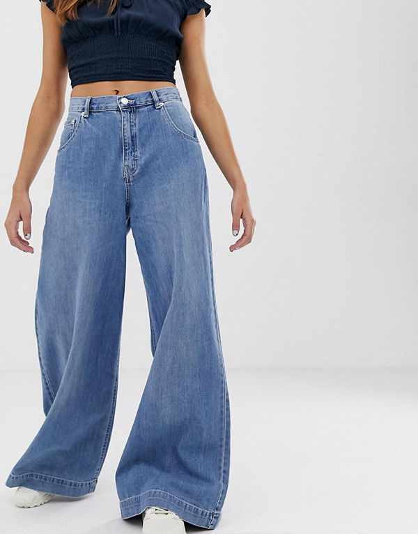 Pull&Bear Blå jeans med vida ben