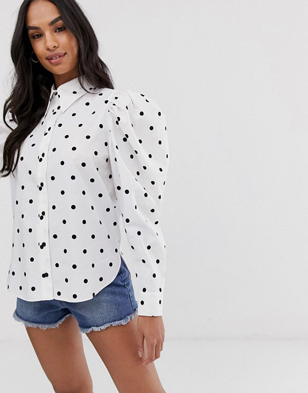 ASOS DESIGN Prickig oversize-skjorta med lång ärm